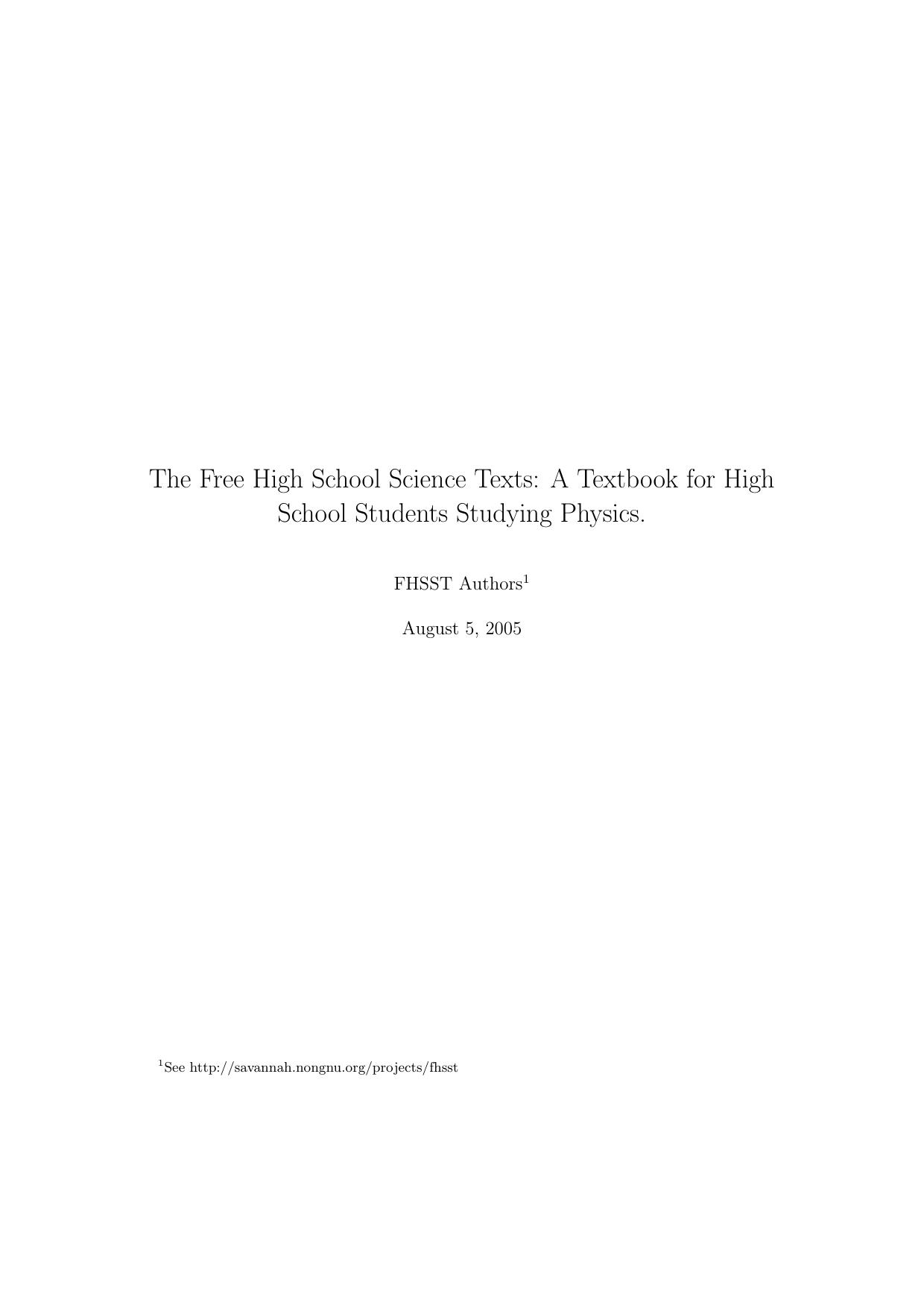 The Free High School Science Texts: A Textbook for High School Students Studying Physics.